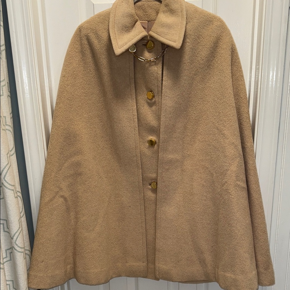 Chic Tan Cape with Gold Buttons